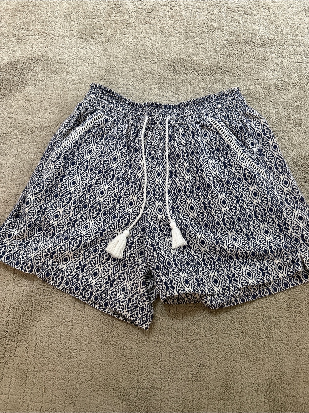 Briggs New York Navy & White Printed Drawstring Bermuda Shorts